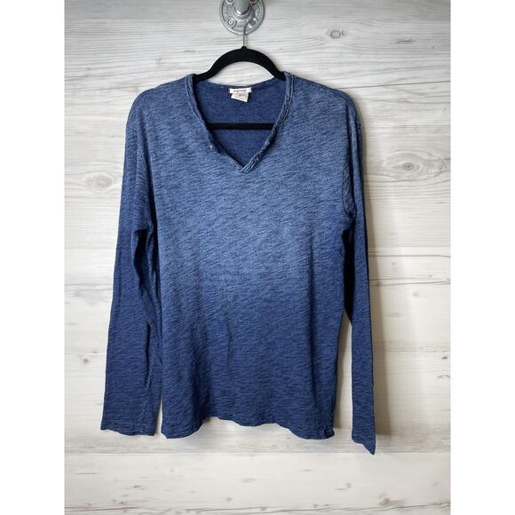 Lucky Brand Shirt Womens Medium Long Sleeve Pullover V Neck Casual True Indigo - Picture 1 of 10